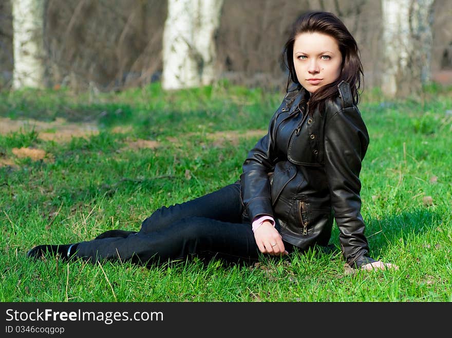 Girl lying on the grass