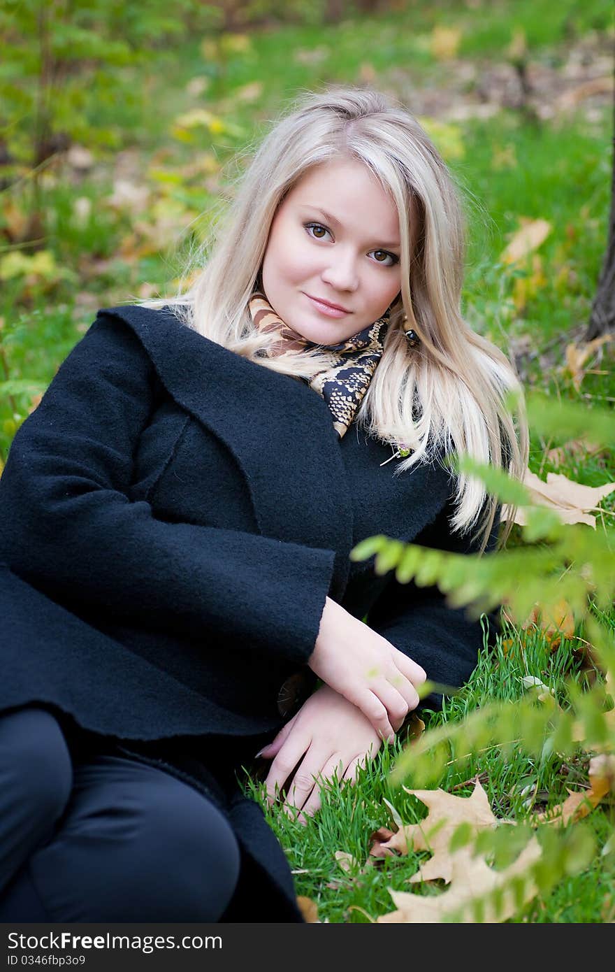 Girl lying on green grass. Girl lying on green grass