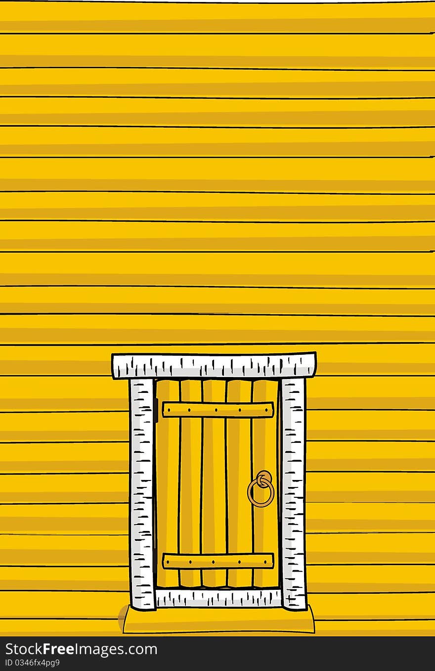 Illustration vector on cartoon style - Wooden wall of the timber, door. Illustration vector on cartoon style - Wooden wall of the timber, door