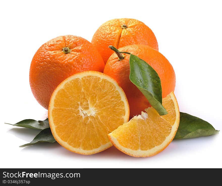 Orange with segments on a white background