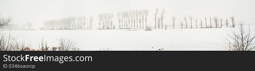 Frozen Warta river somewhere in Poland