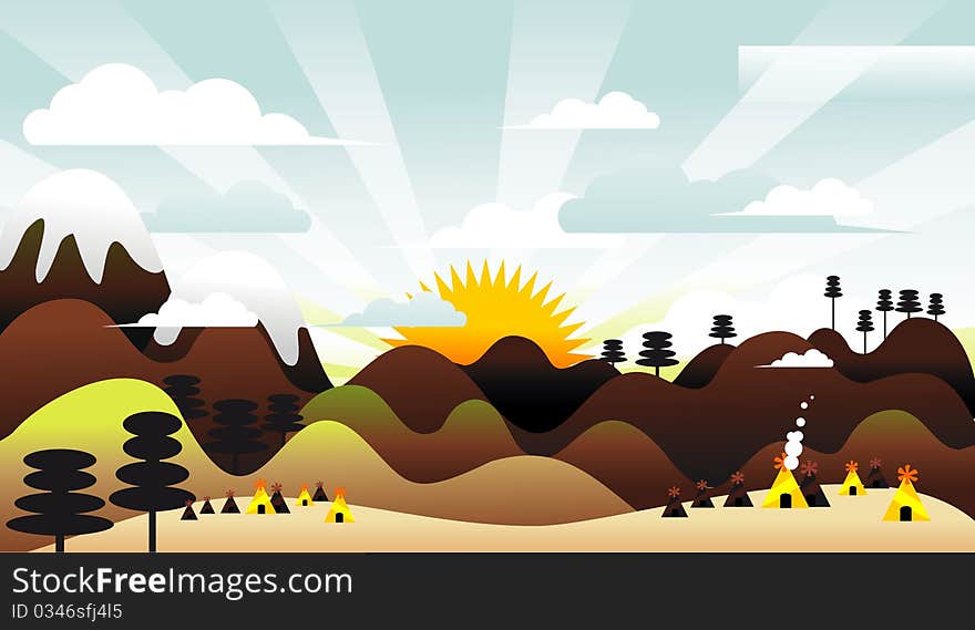 Beauty background landscape illustration composition