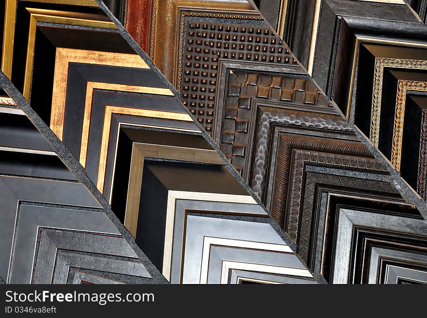 Corner samples in a custom frame shop