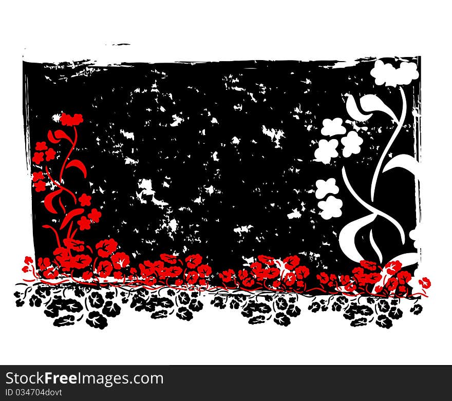 Illustration flower spring summer white grunge black red. Illustration flower spring summer white grunge black red