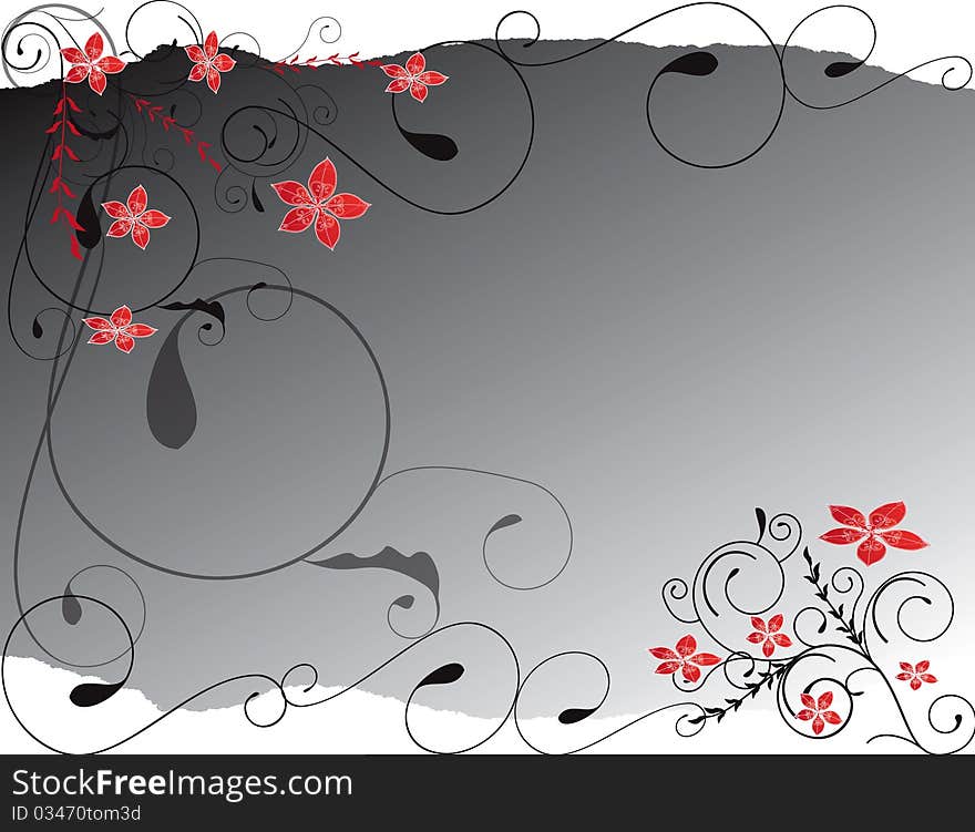 Illustration flower spring summer white grey red pattern. Illustration flower spring summer white grey red pattern