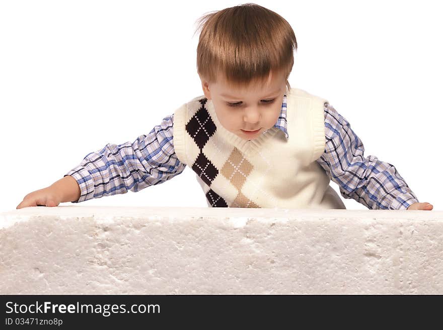 Portrait boy isolated white background