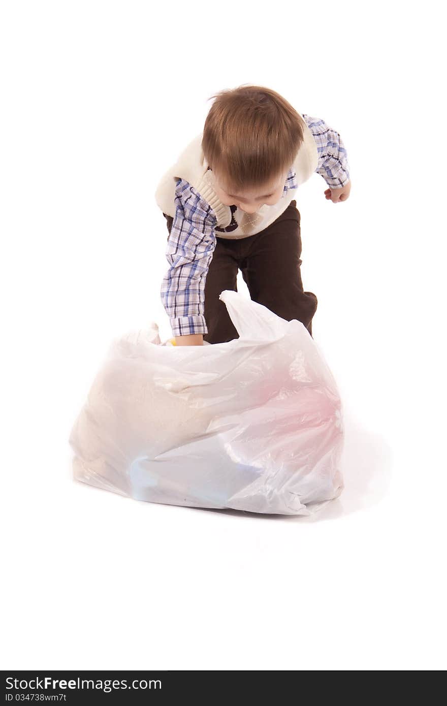 Portrait boy isolated white background