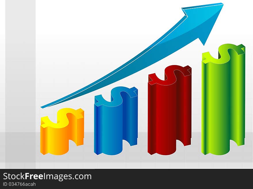 Illustration of business graph on white background