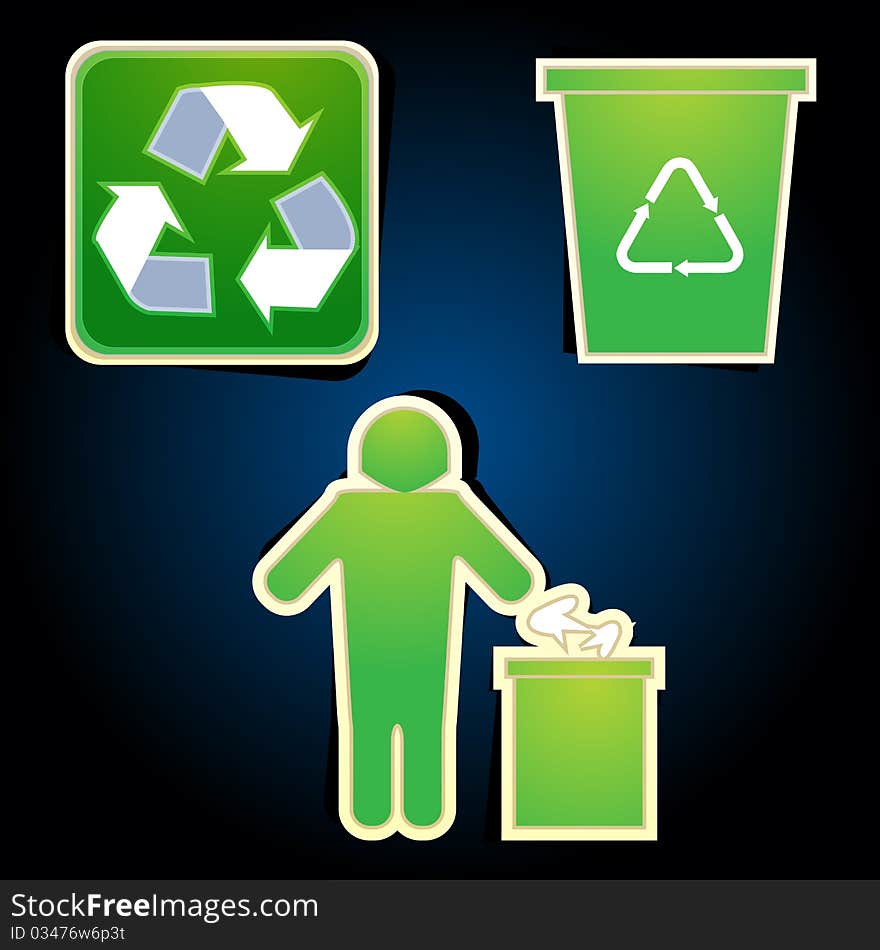 Illustration of recycle icons with isolated background