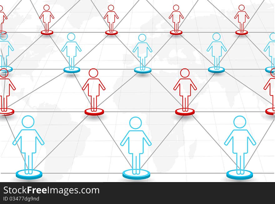 Illustration of networking on white background