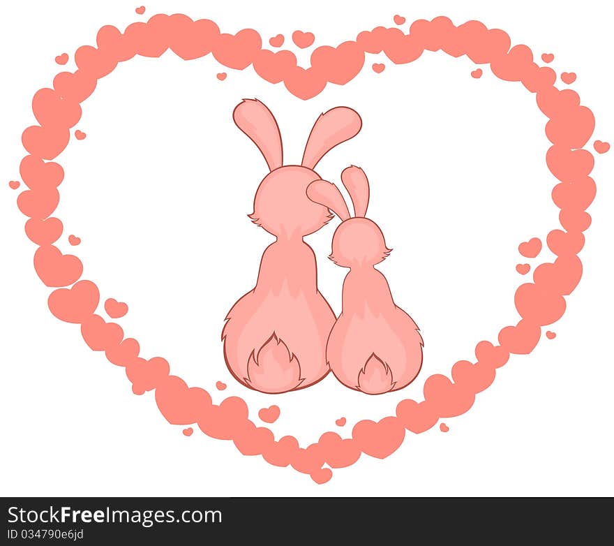 cartoon little toy rabbits illustration for a design