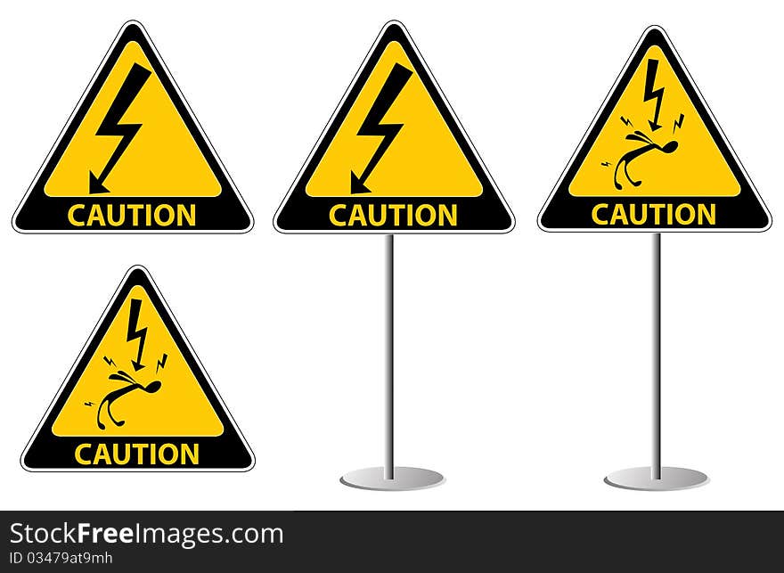 Electric shock risk sign isolated on white background