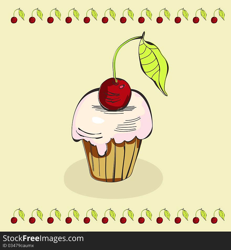 Cupcake. Universal template for greeting card, web page, background