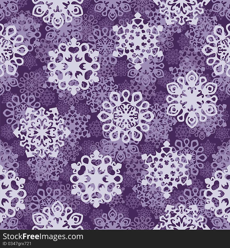 Seamless  with violet snowflakes. Vector illustration