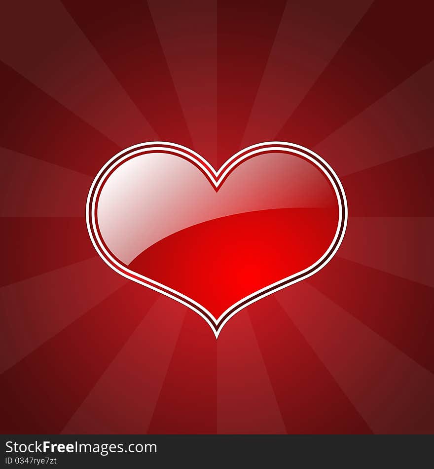 Heart shape on a red gradient background. Heart shape on a red gradient background