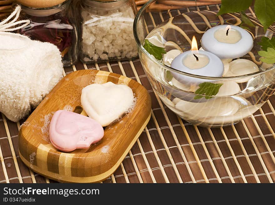 Natural soap and candle  still life