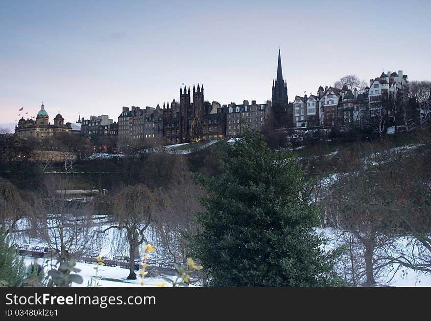 Edinburgh old town from princess street