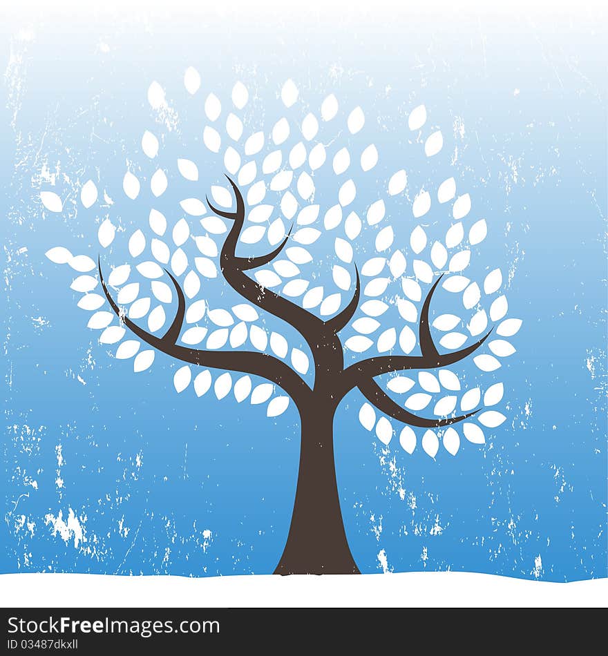 Winter tree grunge background vector