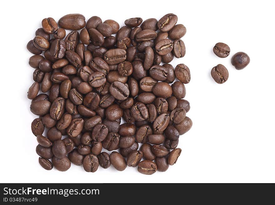 Roasted coffee beans are a rectangle