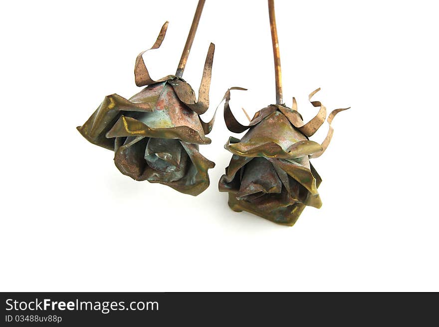 Two Metal Rose Decorations