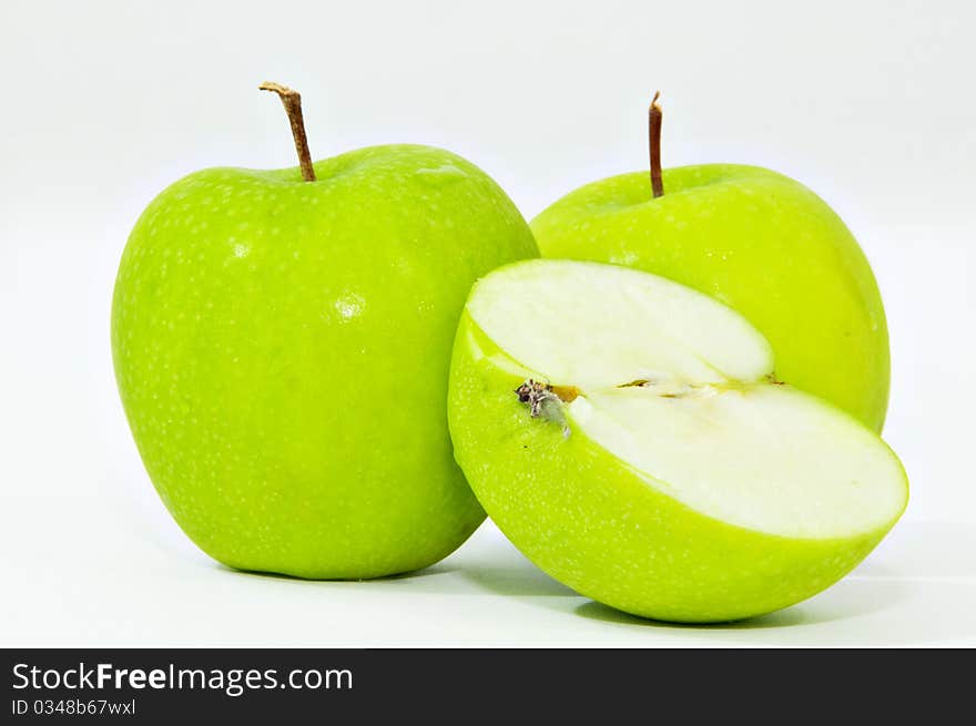 The green apples with white background