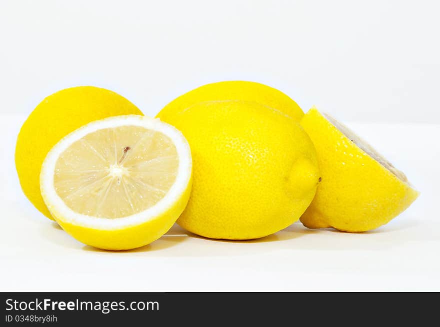 The lemon fruits with white background. The lemon fruits with white background