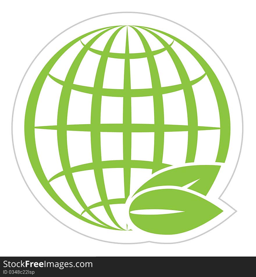 Illustration, abstract green globe with green sheet