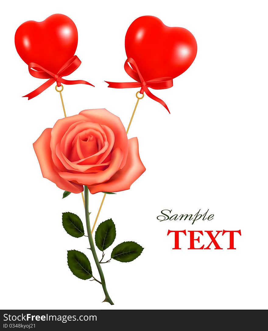 Beautiful red rose with a bow. Vector