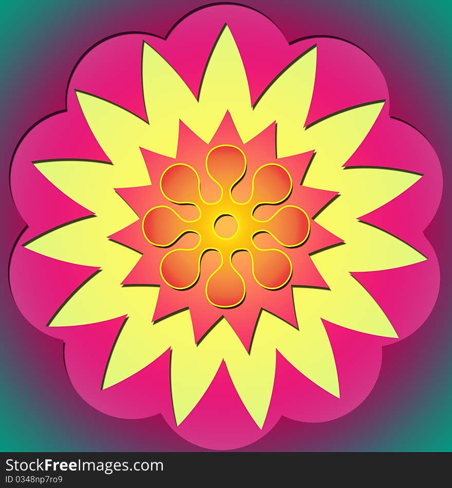 Flower in the center of a sun in the center of a flower. Flower in the center of a sun in the center of a flower