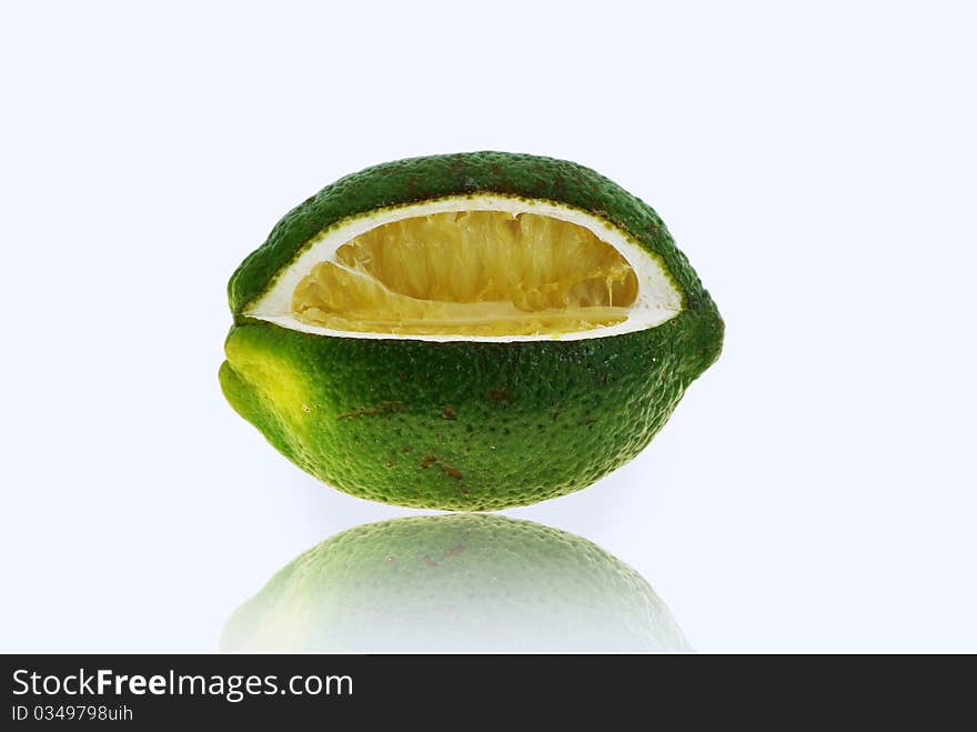 Parched lime on the white background.