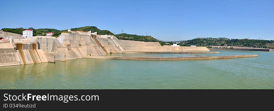 Panorama photo of water electricity plant construction in China, shown as industry and construction. Panorama photo of water electricity plant construction in China, shown as industry and construction.