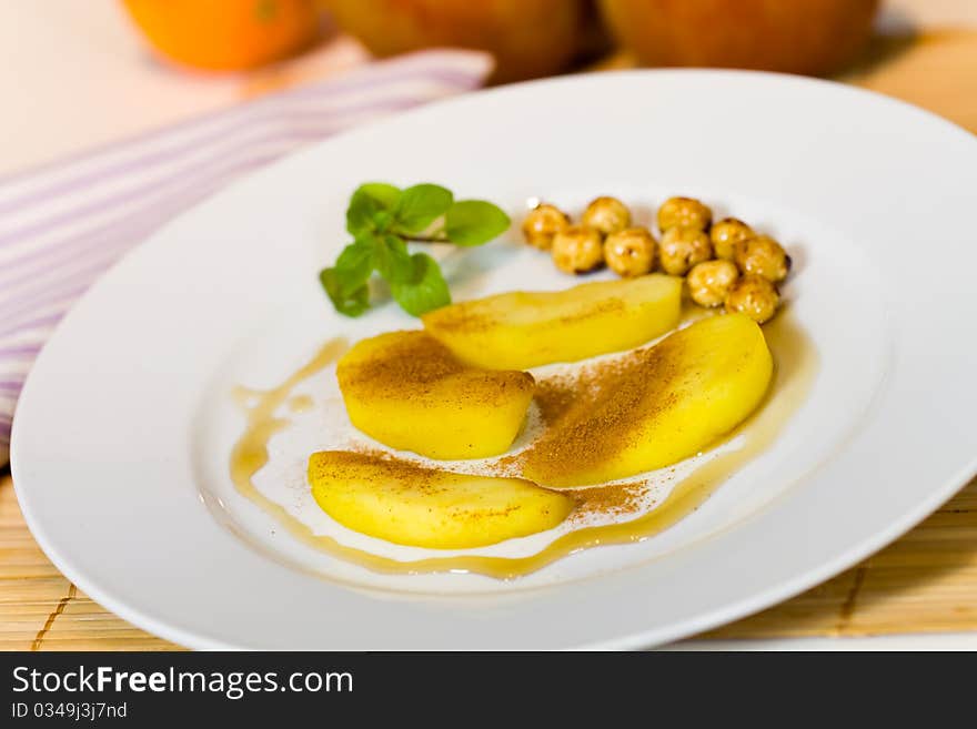 Compote of Pears , with caramelized hazelnuts