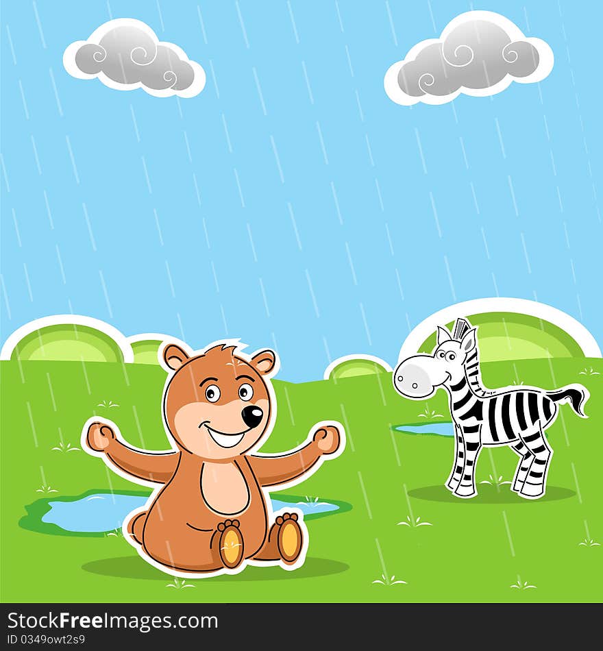 Illustration of teddy and zebra