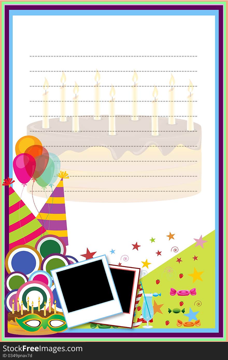 Illustration of birthday card with isolated background