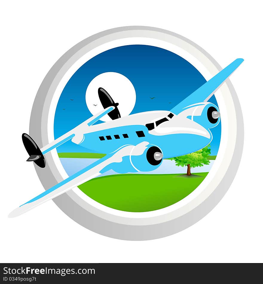 Illustration of plane in air on white background