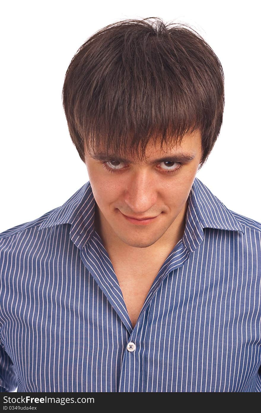 Adult man with charming sight in isolate background