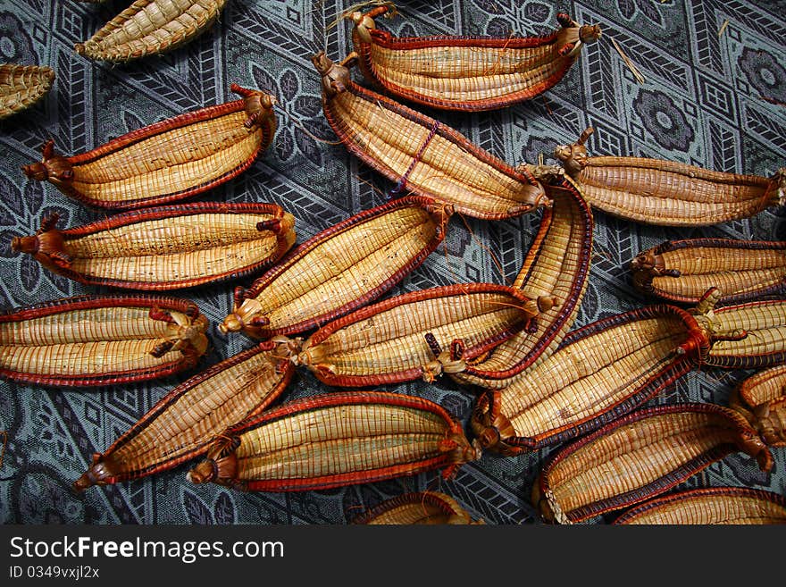 Peruvian reed boat handicraft