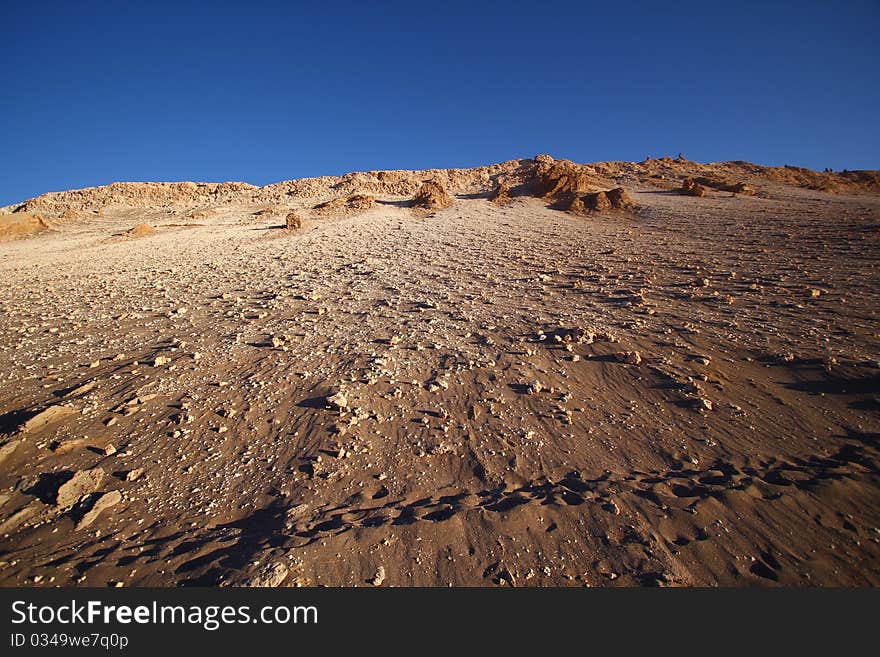 Sunset view of the Valley of the Moon in Atacama desert, Chile. Sunset view of the Valley of the Moon in Atacama desert, Chile