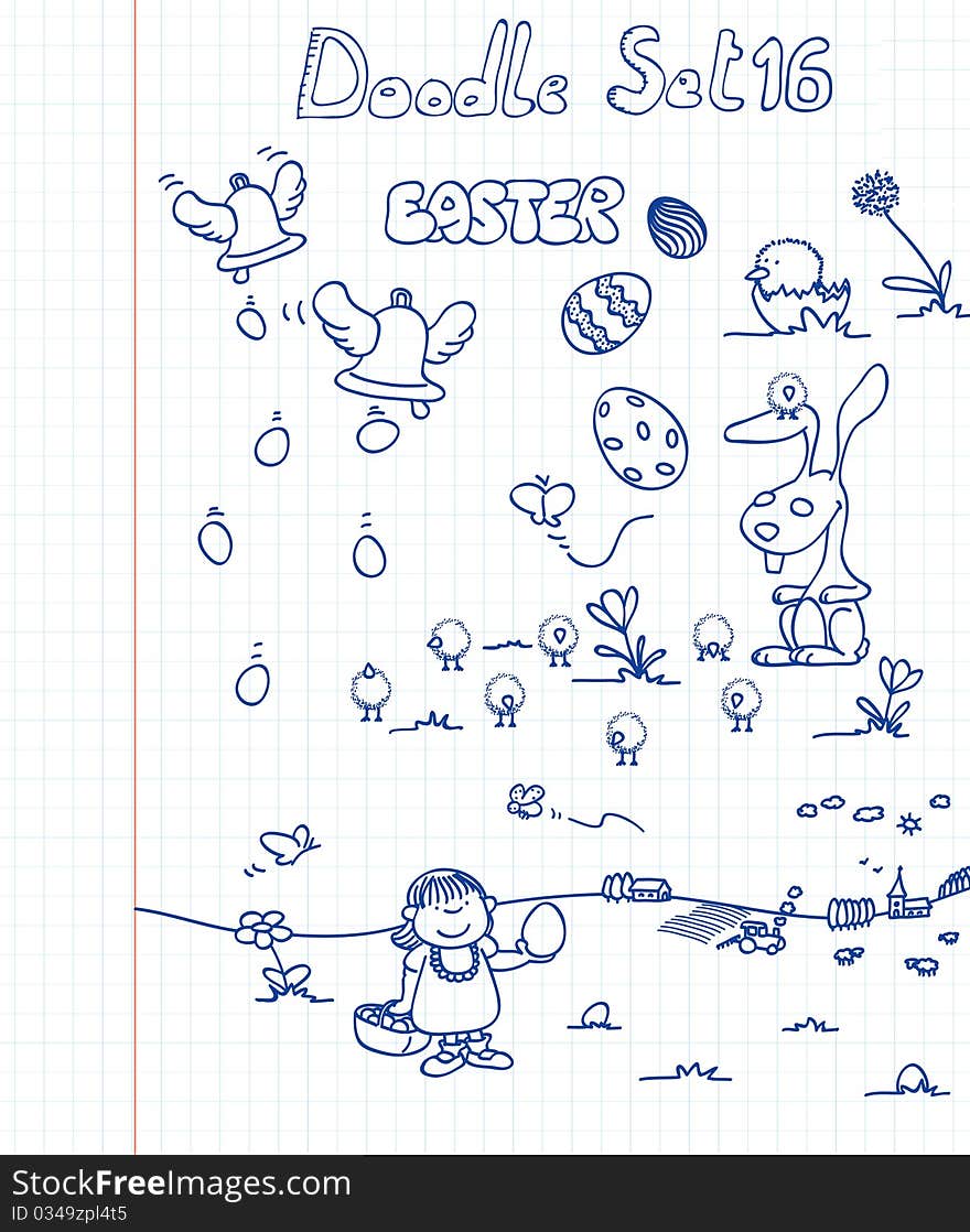 Funny doodle set with easter theme. Funny doodle set with easter theme