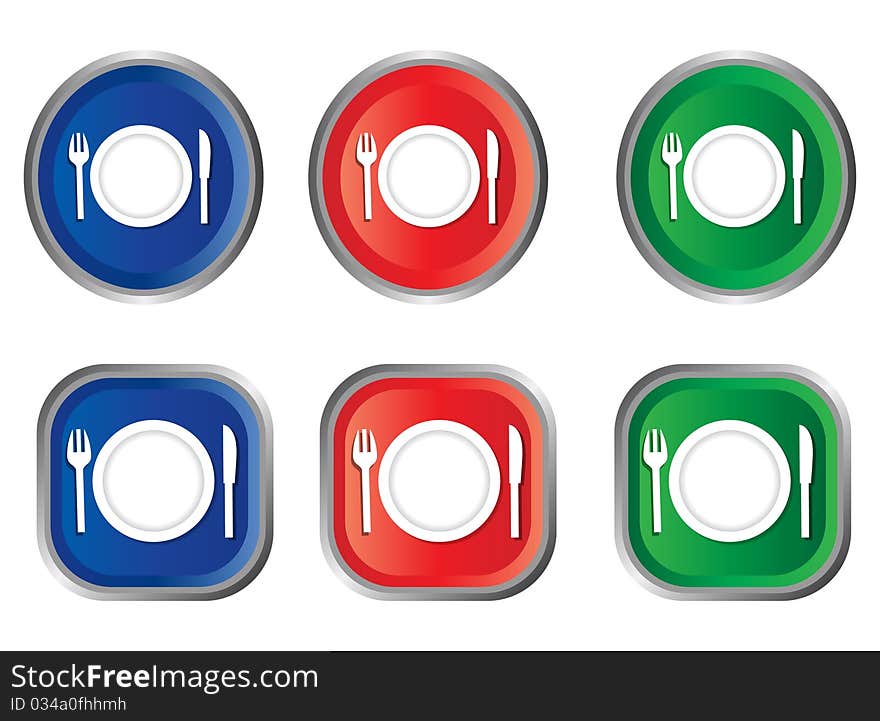 Illustration of dinner set icon series