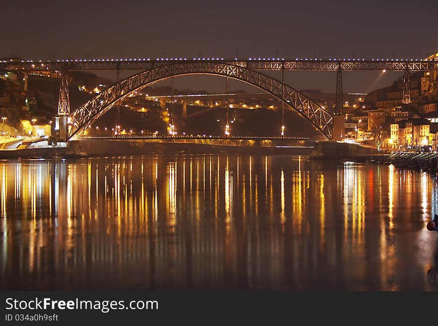 Bridge over Douro river at Oporto city