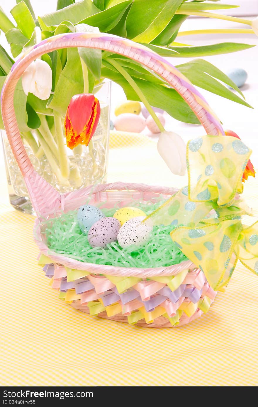 Easter Painted eggs in basket