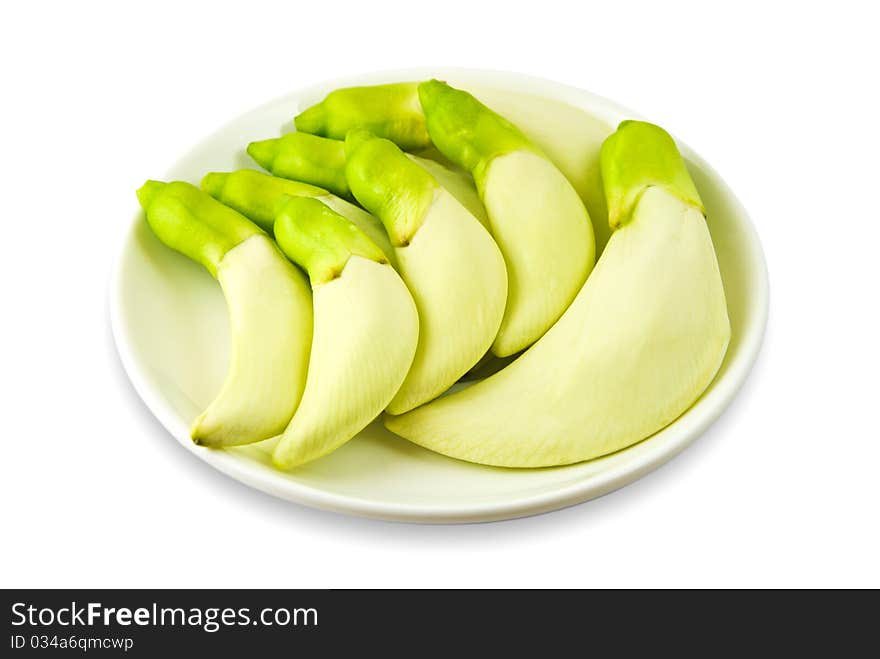 Vegetable Humming Bird in dish is isolated.