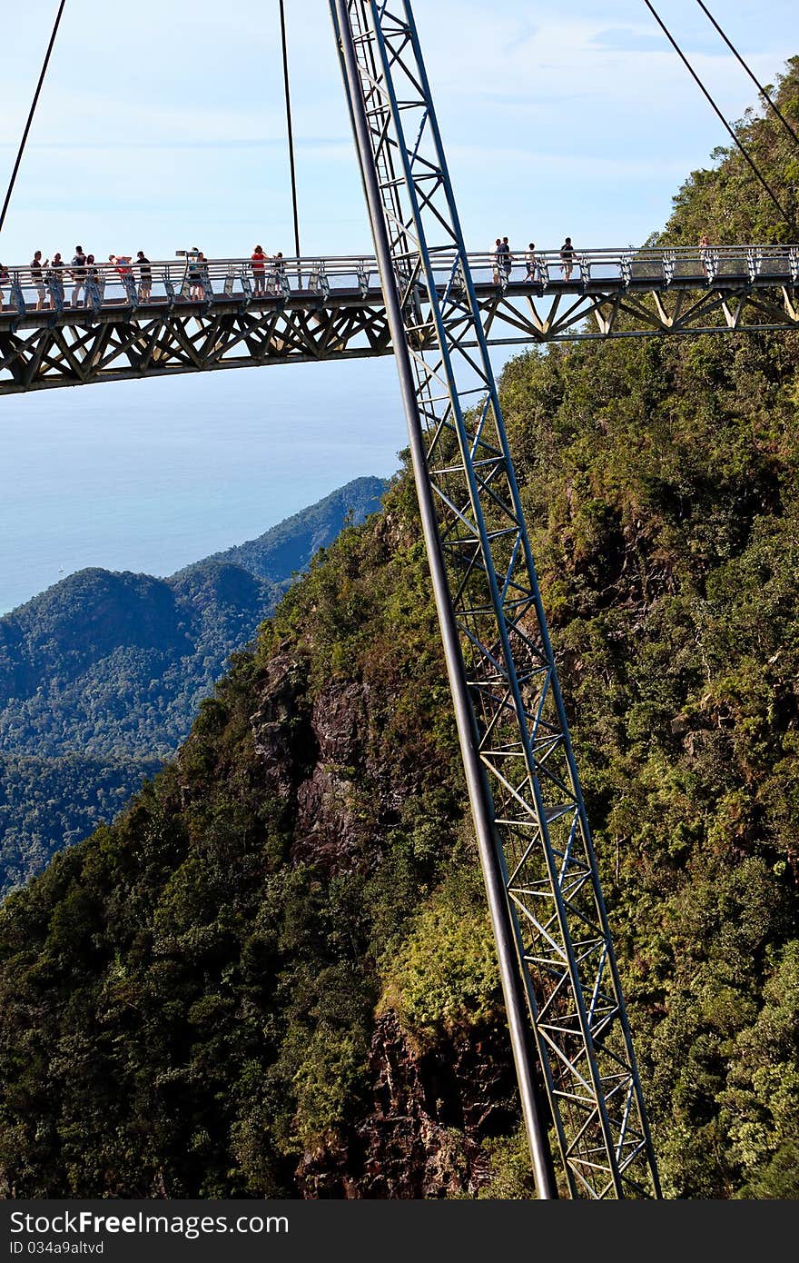 Walking bridge in the mountains on Lankawi island