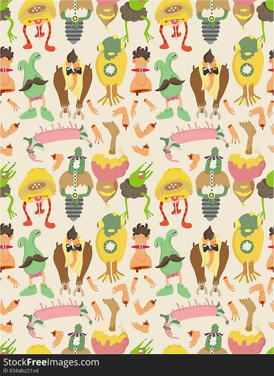 Seamless monster pattern,vector drawing