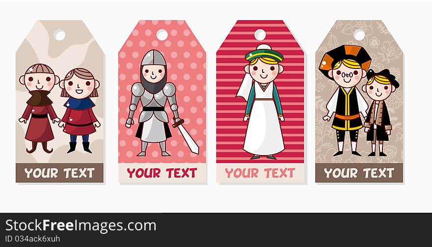 Medieval people card,vector drawing