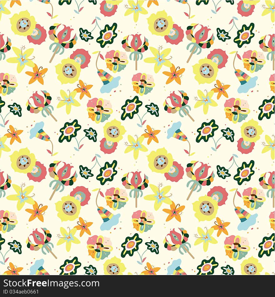 Seamless flower pattern,vector drawing