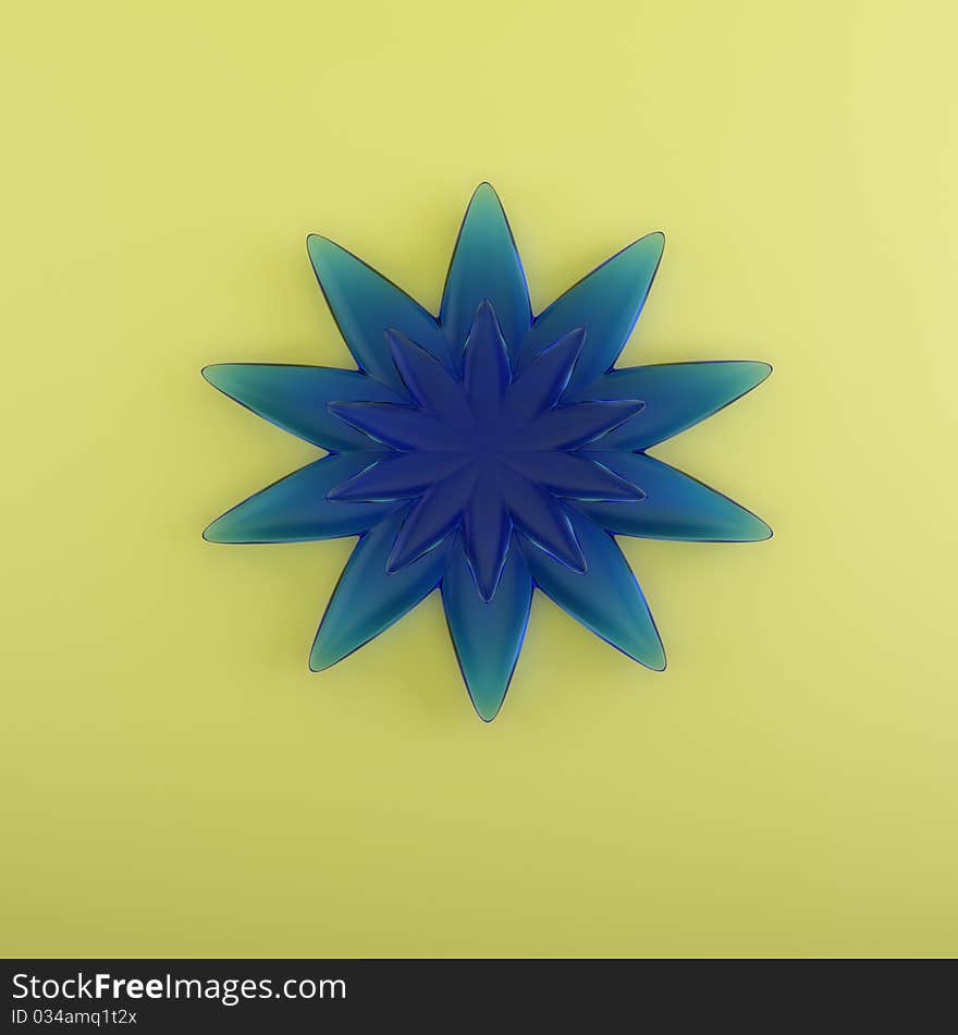 Dark blue star on it is light a yellow background