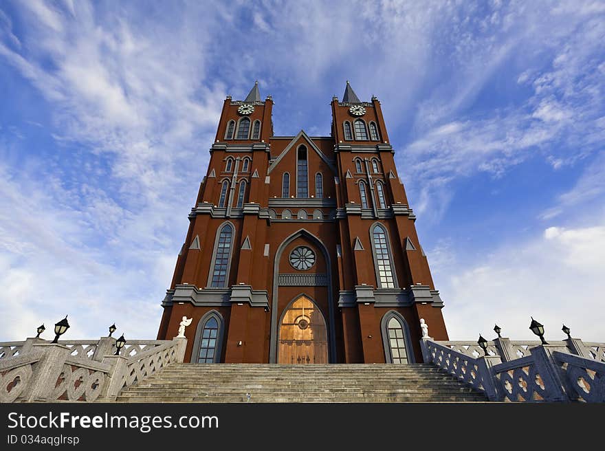 The russian style church in manchuria city of china. The russian style church in manchuria city of china