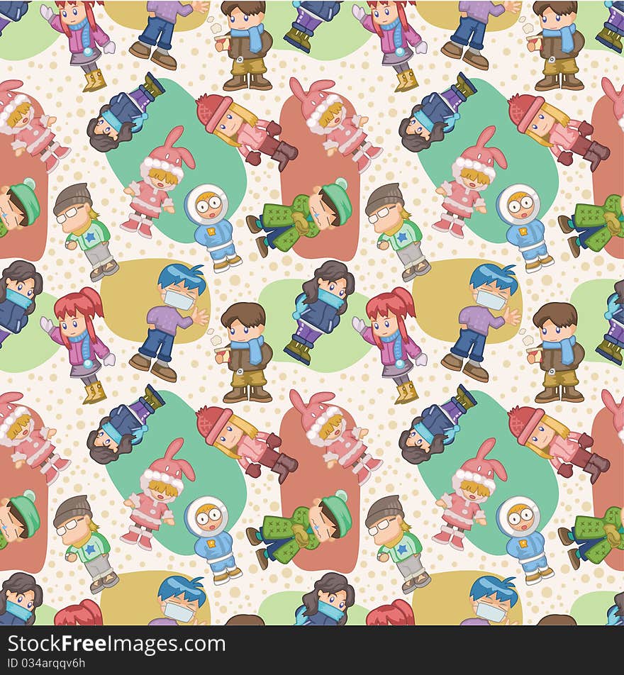 Seamless winter people pattern